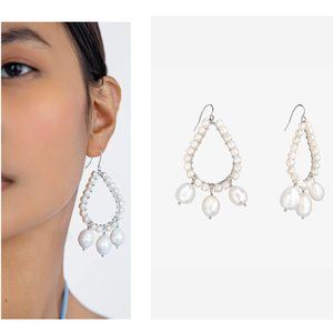 NEW~ Anthropologie "Pearl Flower Drop" Earrings